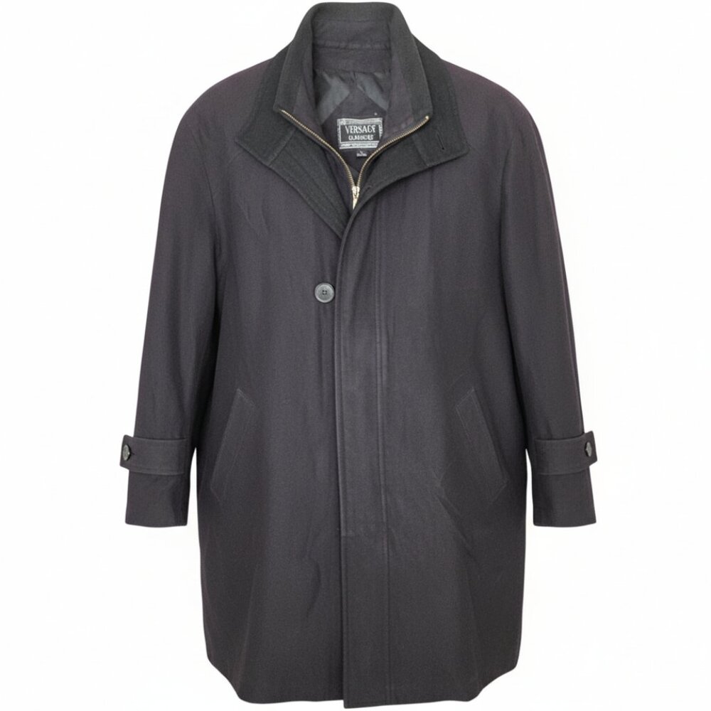 Versace Classic VZ Micro Suede Removable Wool Lined Full Zipup Jacket Size Large